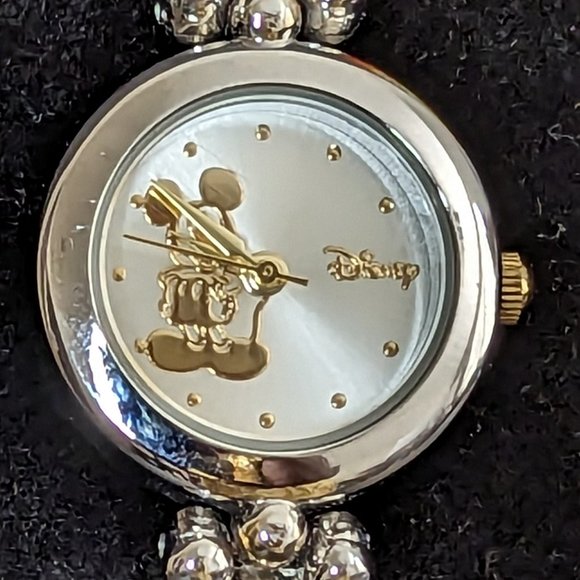 Disney Mickey Mouse Women\'s 2-Tone Thin Bracelet Link Watch
